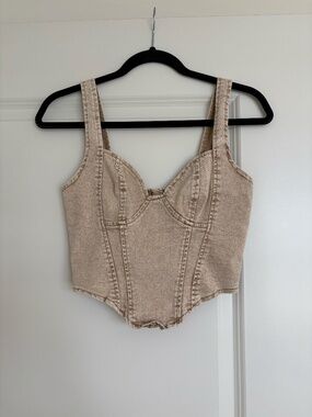 Tan denim corset top